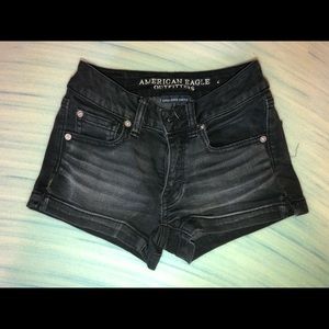 American eagle, low rise, size 0, black shorts